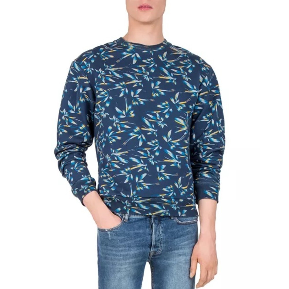 The Kooples Sport Palm Tree Sweatshirt Cotton Navy Blue Mens Size Medium